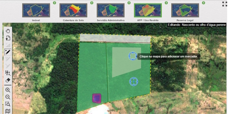 A screenshot of a plot of land pictured from above. The image shows a section of the land highlighted by the user's cursor, demarcating the land being registered. 